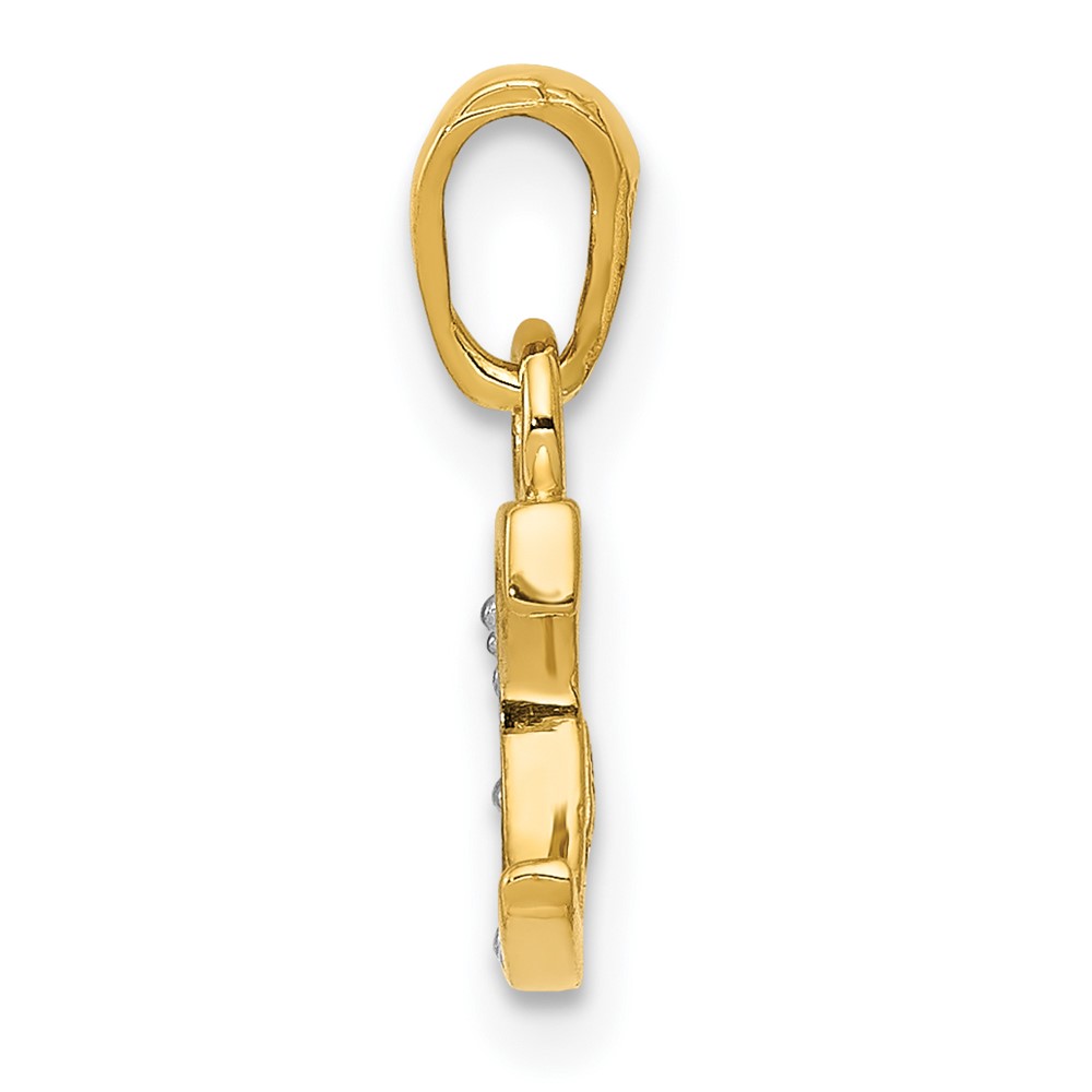 14KY with Rhodium Diamond Letter C Initial Pendant (YC250C)