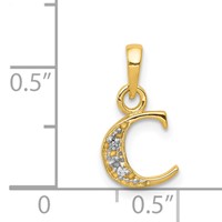 14K Pendant with Rhodium Diamond Letter C Initial view 3