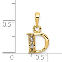14K Pendant with Rhodium Diamond Letter D Initial view 3
