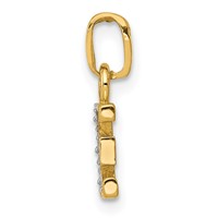 14KY with Rhodium Diamond Letter E Initial Pendant view 2