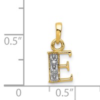 14KY with Rhodium Diamond Letter E Initial Pendant view 3