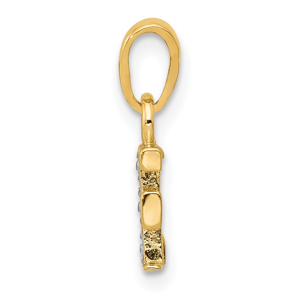 14KY with Rhodium Diamond Letter F Initial Pendant (YC250F)
