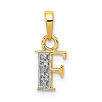 14K Pendant with Rhodium Diamond Letter F Initial view 1