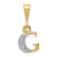 14K Pendant with Rhodium Diamond Letter G Initial view 1