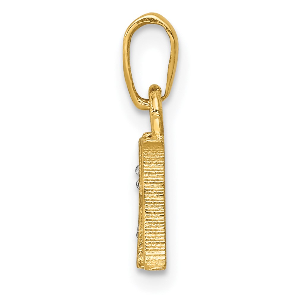 14KY with Rhodium Diamond Letter H Initial Pendant (YC250H)