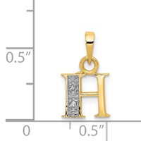14K Pendant with Rhodium Diamond Letter H Initial view 3