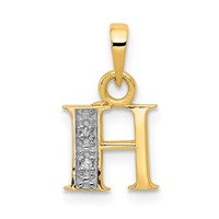 14K Pendant with Rhodium Diamond Letter H Initial view 1