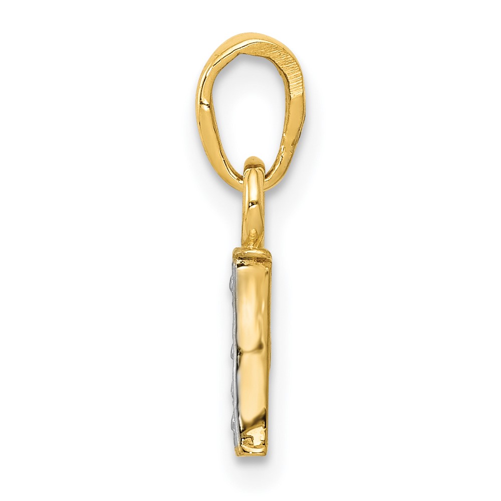 14KY with Rhodium Diamond Letter I Initial Pendant (YC250I)