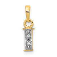 14K Pendant with Rhodium Diamond Letter I Initial view 1