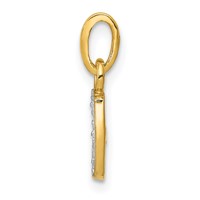 14K Pendant with Rhodium Diamond Letter J Initial view 2