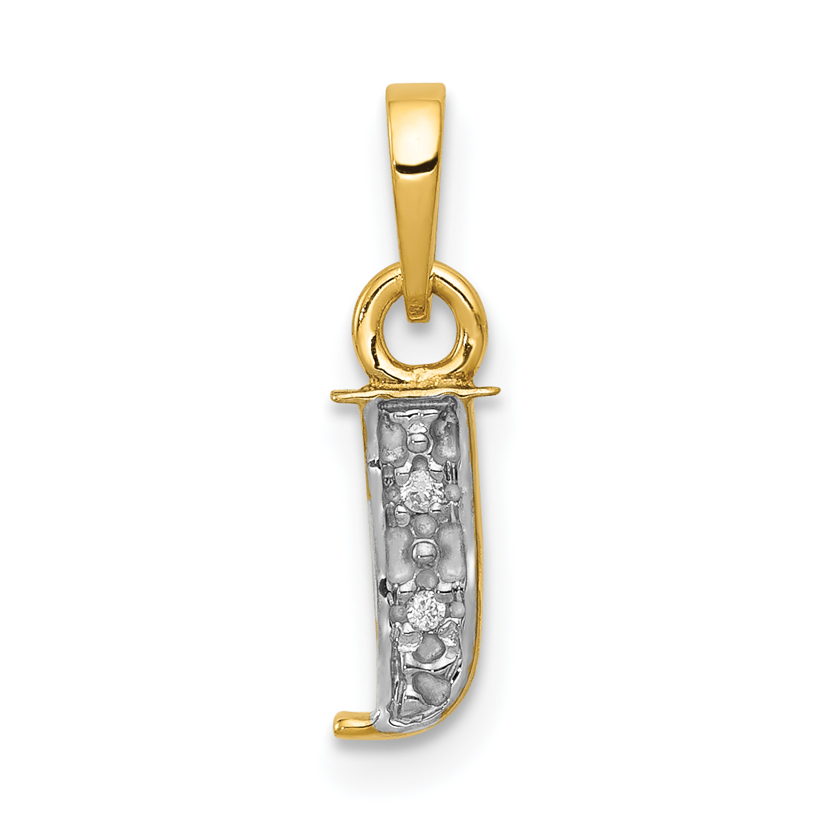 14KY with Rhodium Diamond Letter J Initial Pendant (YC250J)