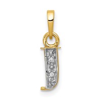 14K Pendant with Rhodium Diamond Letter J Initial view 1