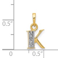 14K Pendant with Rhodium Diamond Letter K Initial view 3