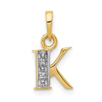 14K Pendant with Rhodium Diamond Letter K Initial view 1