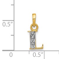 14K Pendant with Rhodium Diamond Letter L Initial view 3