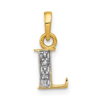 14K Pendant with Rhodium Diamond Letter L Initial view 1