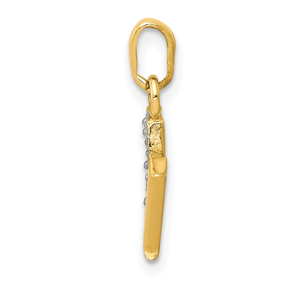 14KY with Rhodium Diamond Letter M Initial Pendant (YC250M)