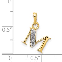 14K Pendant with Rhodium Diamond Letter M Initial view 3