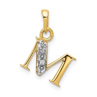 14K Pendant with Rhodium Diamond Letter M Initial view 1