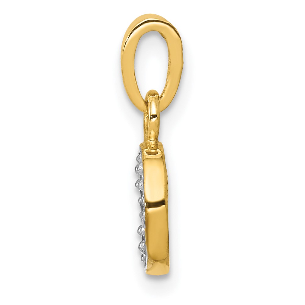 14KY with Rhodium Diamond Letter O Initial Pendant (YC250O)