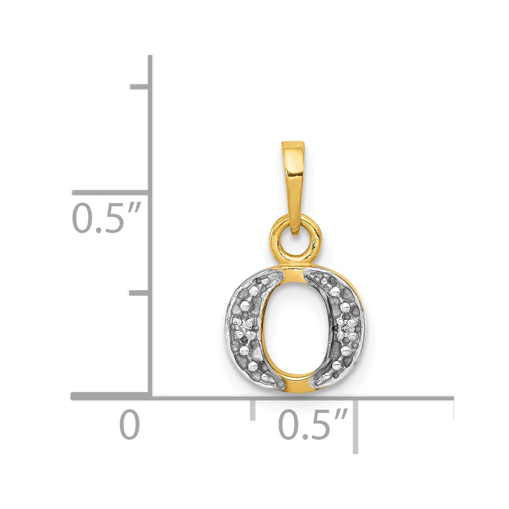 14KY with Rhodium Diamond Letter O Initial Pendant (YC250O)