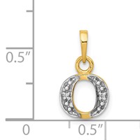 14K Pendant with Rhodium Diamond Letter O Initial view 3