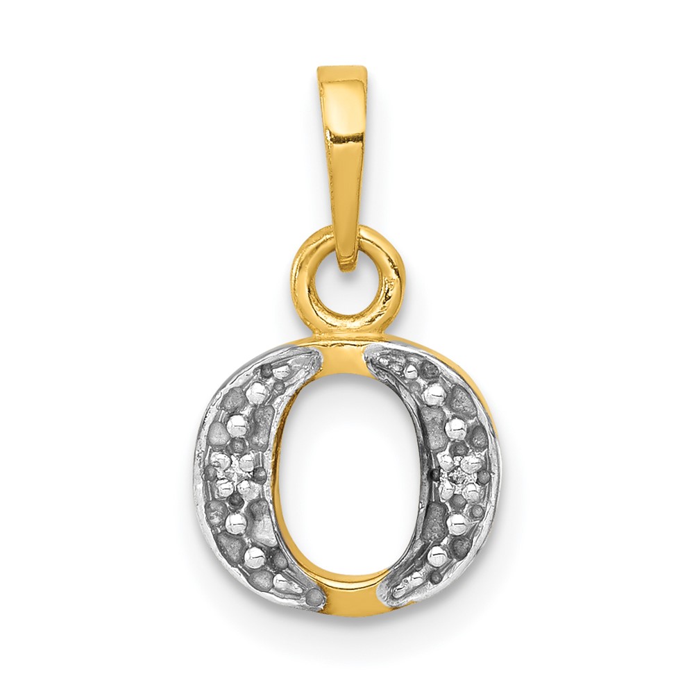 14K Pendant with Rhodium Diamond Letter O Initial