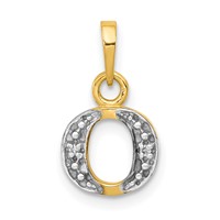 14K Pendant with Rhodium Diamond Letter O Initial view 1