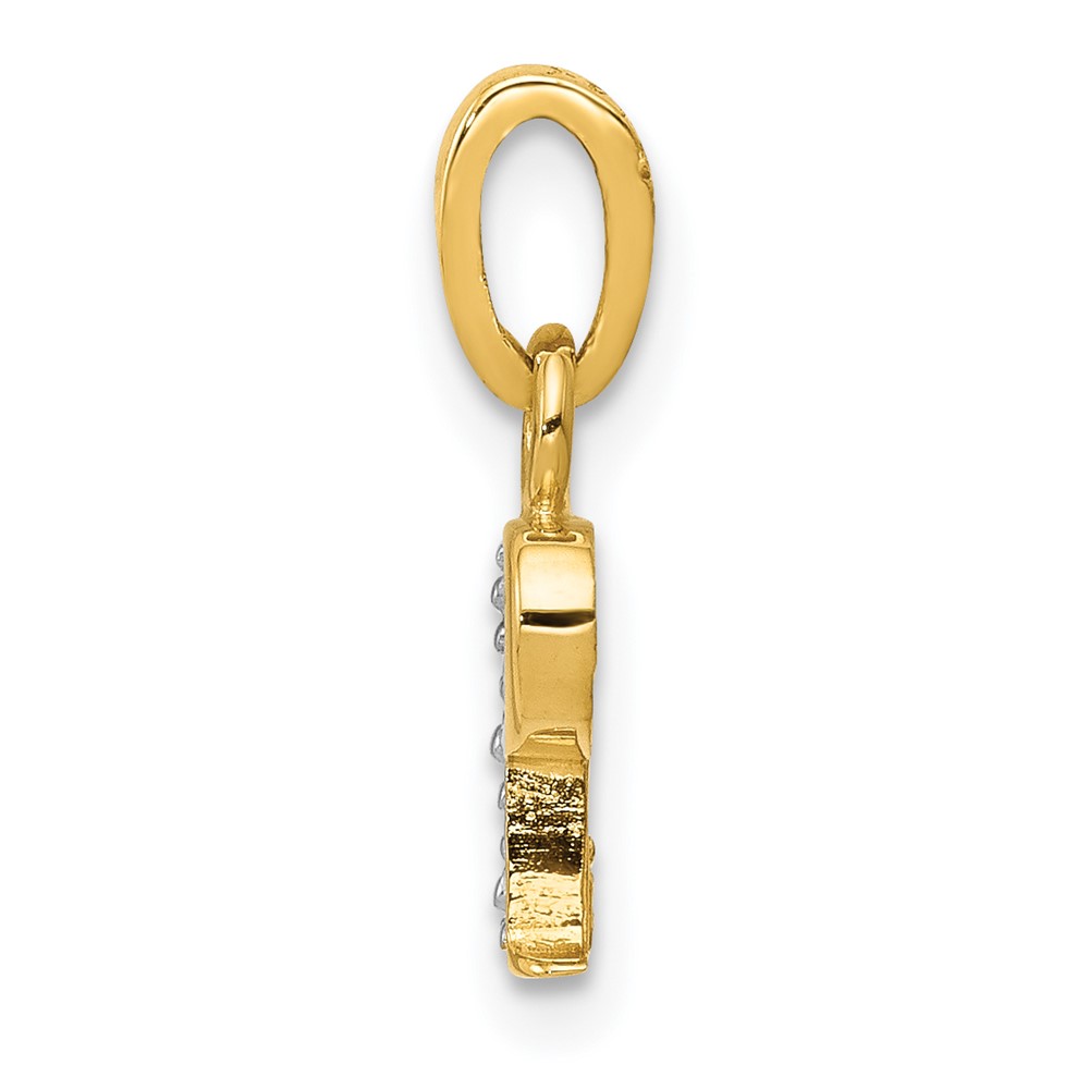 14KY with Rhodium Diamond Letter P Initial Pendant (YC250P)
