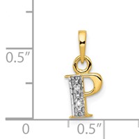 14K Pendant with Rhodium Diamond Letter P Initial view 3