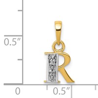 14K Pendant with Rhodium Diamond Letter R Initial view 3