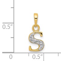 14K Pendant with Rhodium Diamond Letter S Initial view 3
