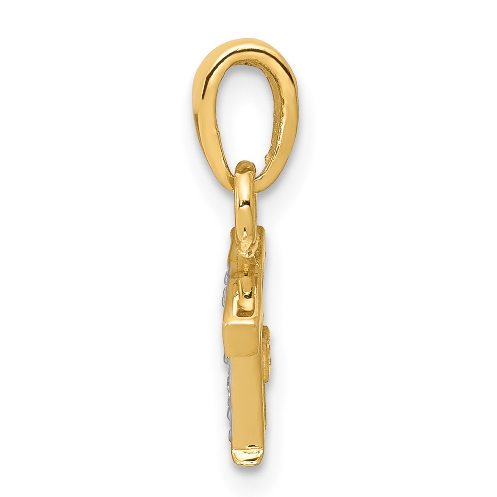 14KY with Rhodium Diamond Letter T Initial Pendant (YC250T)