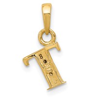 14K Pendant with Rhodium Diamond Letter T Initial view 4