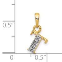 14K Pendant with Rhodium Diamond Letter T Initial view 3