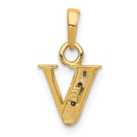 14K Pendant with Rhodium Diamond Letter V Initial view 4
