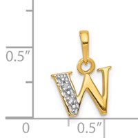 14K Pendant with Rhodium Diamond Letter W Initial view 3