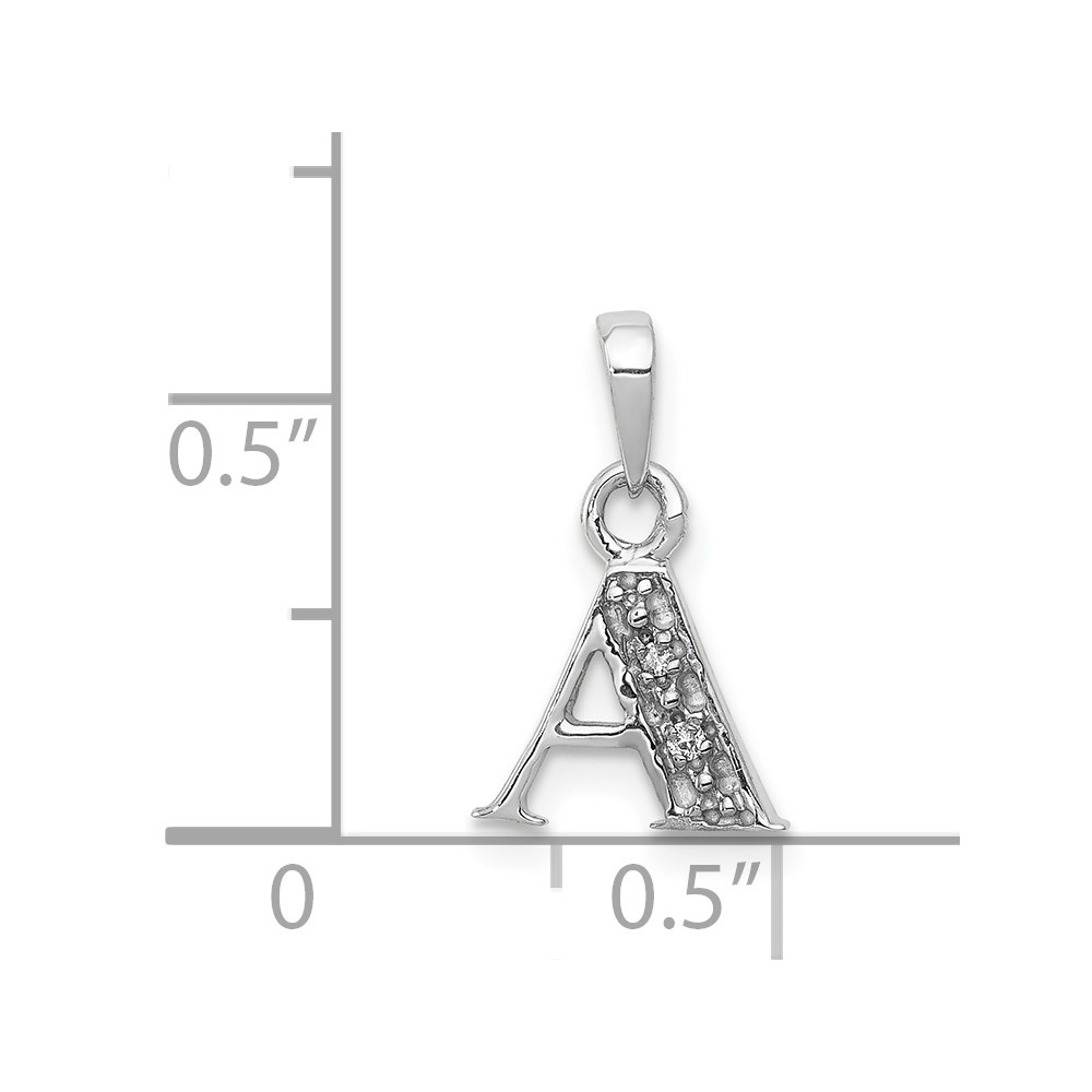 14KW with Rhodium Diamond Letter A Initial Pendant (YC251A)