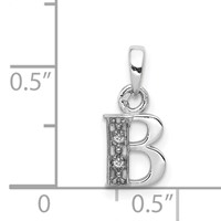 14K White Gold Pendant with Rhodium Diamond Letter B Initial view 3