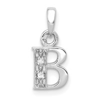 14K White Gold Pendant with Rhodium Diamond Letter B Initial view 1