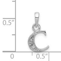 14K White Gold Pendant with Rhodium Diamond Letter C Initial view 3
