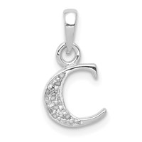 14K White Gold Pendant with Rhodium Diamond Letter C Initial view 1
