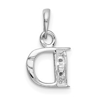 14K White Gold Pendant with Rhodium Diamond Letter D Initial view 4