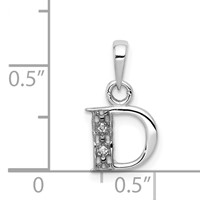 14K White Gold Pendant with Rhodium Diamond Letter D Initial view 3