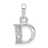 14K White Gold Pendant with Rhodium Diamond Letter D Initial view 1