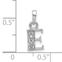 14K White Gold Rhodium-plated Diamond Letter E Initial Pendant view 3
