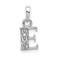 14K White Gold Rhodium-plated Diamond Letter E Initial Pendant view 1