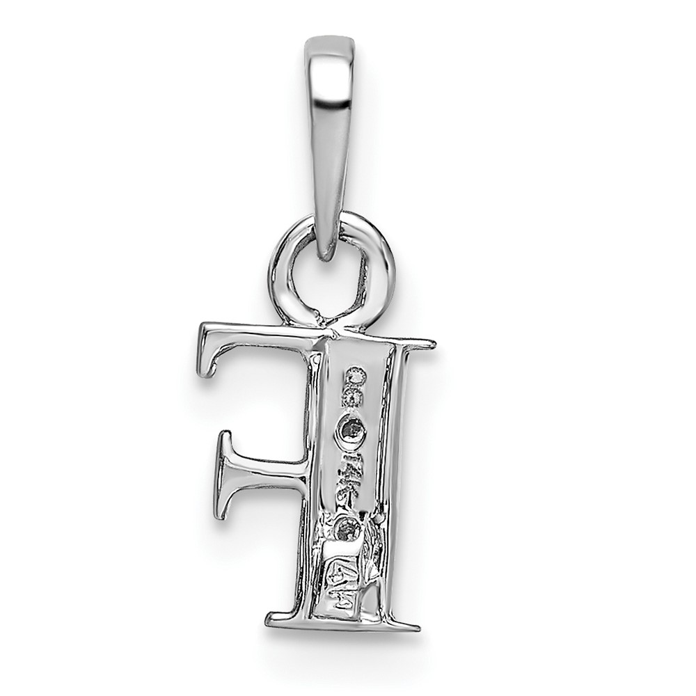 14KW Rhodium-plated Diamond Letter F Initial Pendant (YC251F)