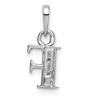 14K White Gold Rhodium-plated Diamond Letter F Initial Pendant view 4