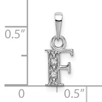 14K White Gold Rhodium-plated Diamond Letter F Initial Pendant view 3
